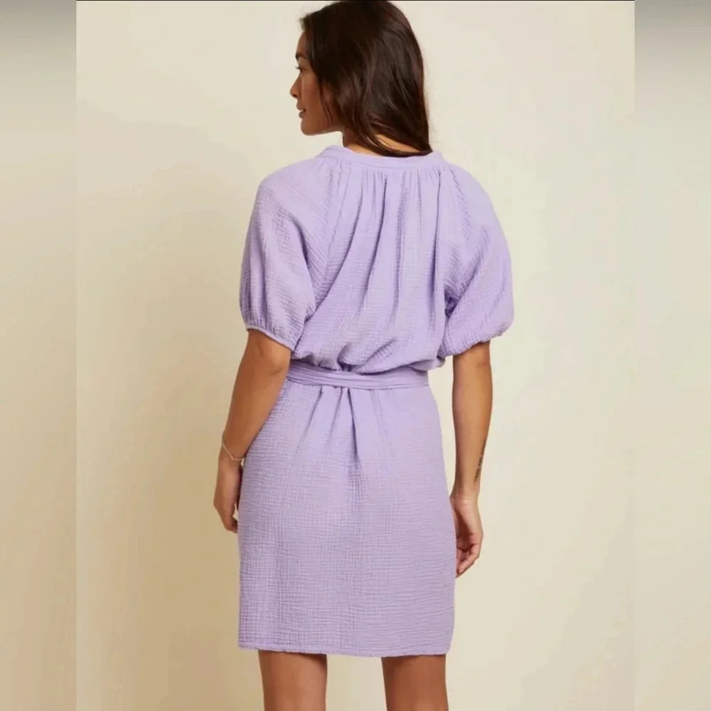 Nation LTD Finley Belted Easy Dress NWT, Lavender Fields, Medium, Made in USA - Picture 4 of 6